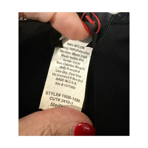 Vintage 90s Y2K Shirt Women Medium Black Mesh Lettuce Hem Sheer Floral Red Rose - Picture 11 of 11